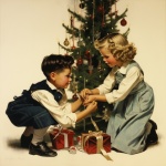 Enfants près d’un arbre de Noël Art