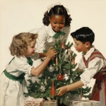 Children by a Christmas Tree Art