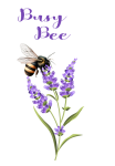 Lavender Flowers Bee Illustration