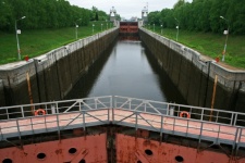Locks in a water canal in moscow