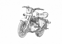 Motorcycle, Royal Enfield, Drawing