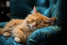 Gatto arancione addormentato