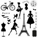 Paris Travel Silhouette Icons