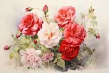Red And White Vintage Painting