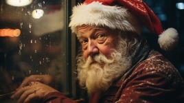 Père Noël à la fenêtre la nuit