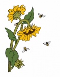 Floarea Soarelui Albine Ilustrație
