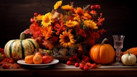 Thanksgiving Pumpkins And Sunfowers