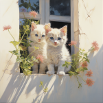 Dvě koťata na cestě cementem