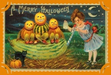 Tarjeta Vintage Calabazas de Halloween