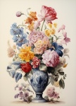 Vintage schilderij bloemen vaas
