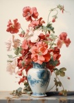 Vintage Gemälde Blumenvase