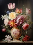 Vintage Gemälde Blumenvase