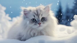 White Kitten In The Snow