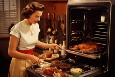 Mujer cocinando cena de acción de gracia