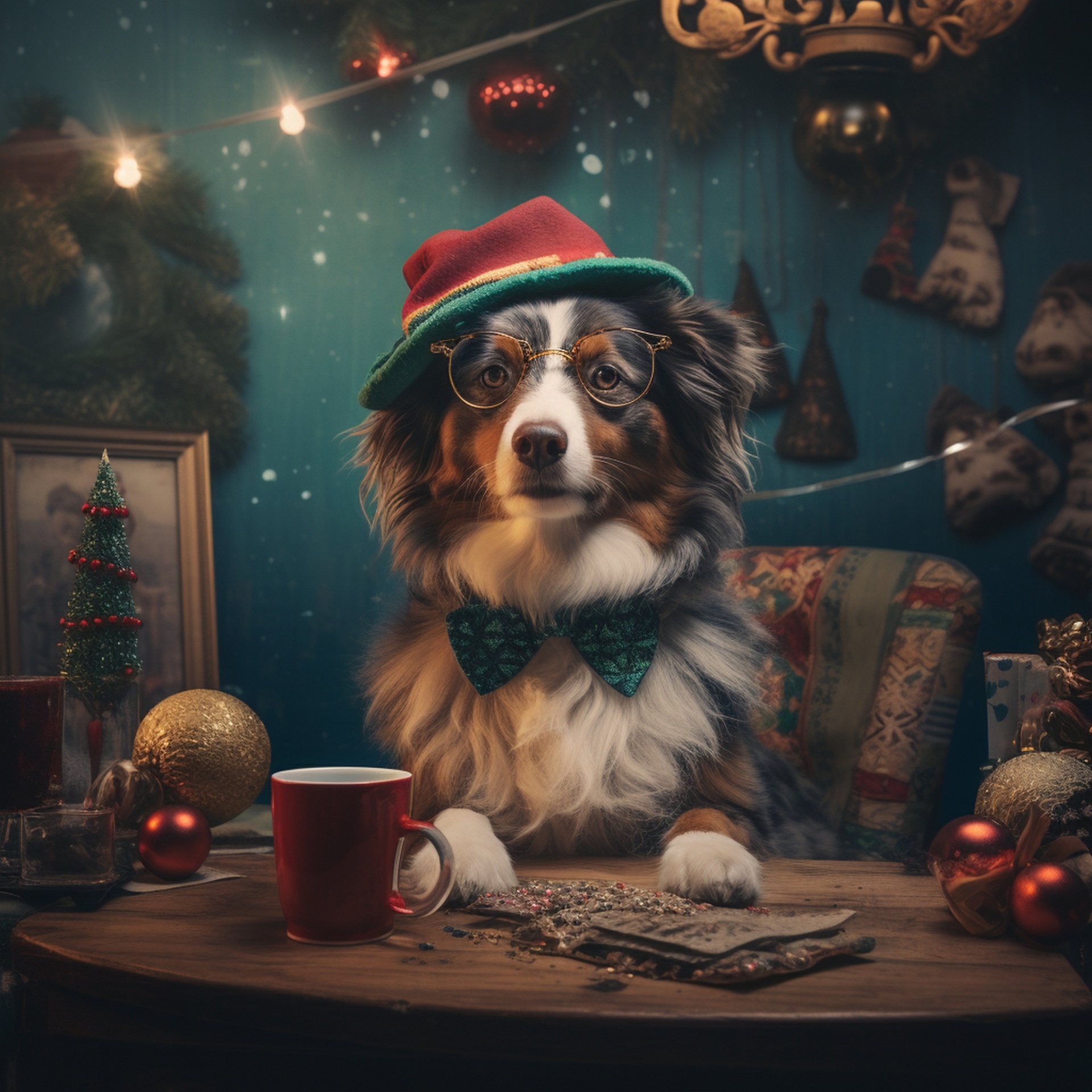 Funny Christmas Dog Free Stock Photo - Public Domain Pictures