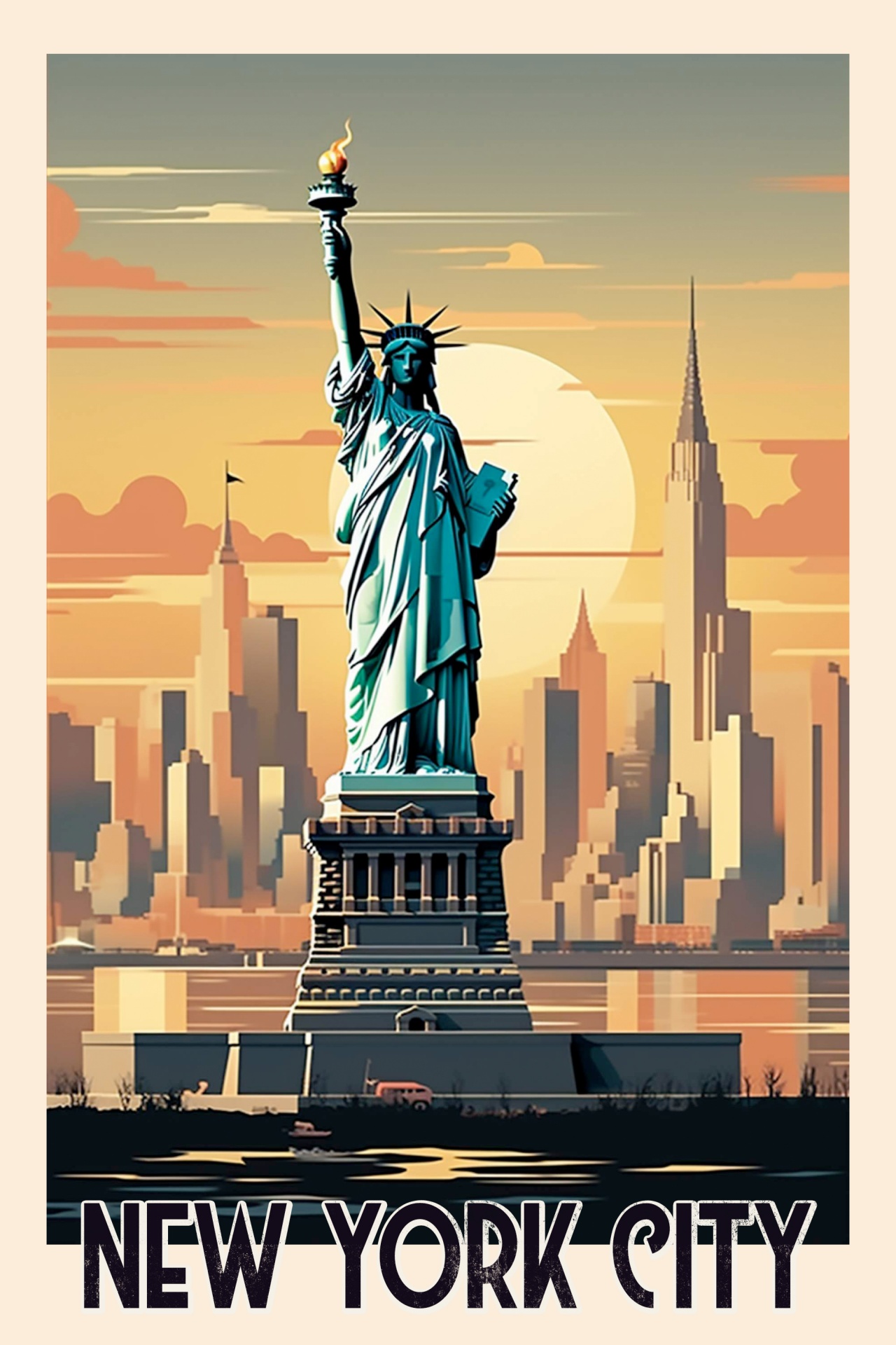 Travel Poster New York Statue Free Stock Photo - Public Domain Pictures