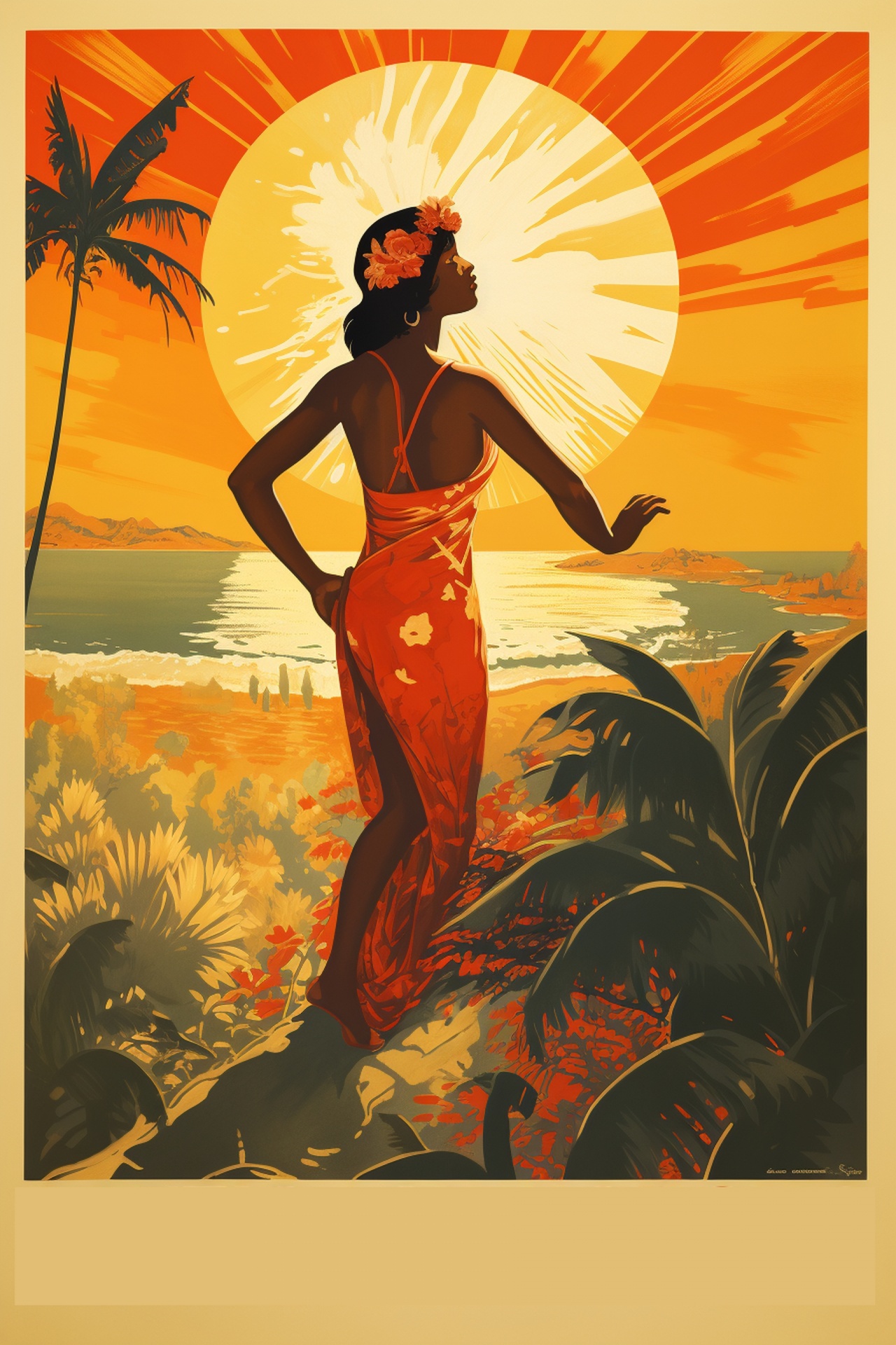 Vintage Woman Travel Poster Free Stock Photo - Public Domain Pictures