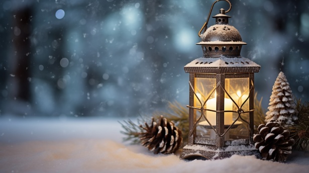 Christmas Lantern In Snow Free Stock Photo - Public Domain Pictures