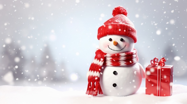 Cute Snowman With Copy Space Free Stock Photo - Public Domain Pictures