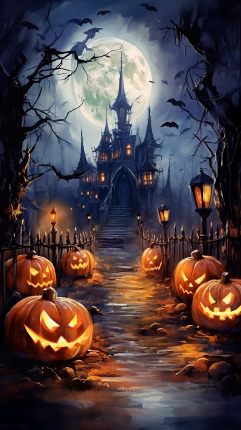 Halloween Landscape Illustration Free Stock Photo - Public Domain Pictures