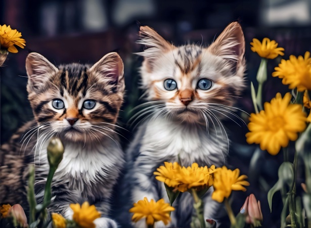 Цветы маленьких котят и кошек Бесплатная фотография - Public Domain Pictures
