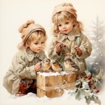 Madár és gyermek karácsonyi művészet