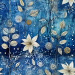 Patrón floral azul sin costuras