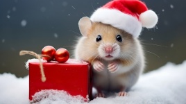 Christmas mouse in snow