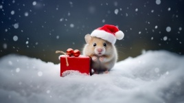Christmas mouse in snow
