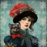 Christmas Vintage Victorian Woman
