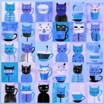 Padrão de gatos de café e chá