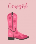 Cowgirl Boot Art Illustration
