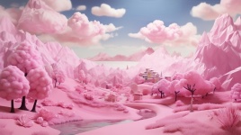 Cute pink landscape