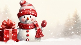 Cute snowman with copy space
