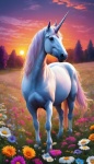 Unicorn horse flowers illustration