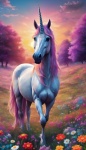 Unicorn horse flowers illustration