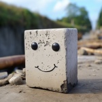 Gesicht auf einem Betonblock