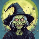 Halloween Green Witch Face
