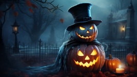 Halloween Pumpkins Night Illustration