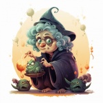 Vrăjitoare de Halloween cu ceaun