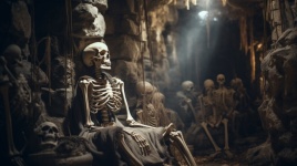 Menschliches Skelett in einem Kerker