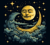 Whimsical full moon with face