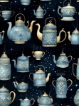 Blue teatime seamless pattern