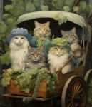 Cats in greenery