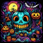 Colorful Halloween Doodle Art