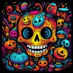 Colorful Skull Doodle Art