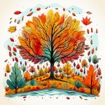 Autumn Doodle Art Tree Illustration