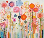 Artă cu flori abstracte colorate