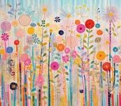 Artă cu flori abstracte colorate