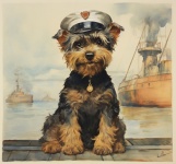Cachorro vintage em uniforme de marinhei